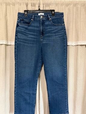 LOFT Dark Wash High-Rise Straight Jeans.  size 14 / 32